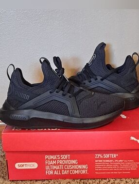PUMA Softride Enzo 5 All-Black Athletic Sneakers Women's Size 6.5